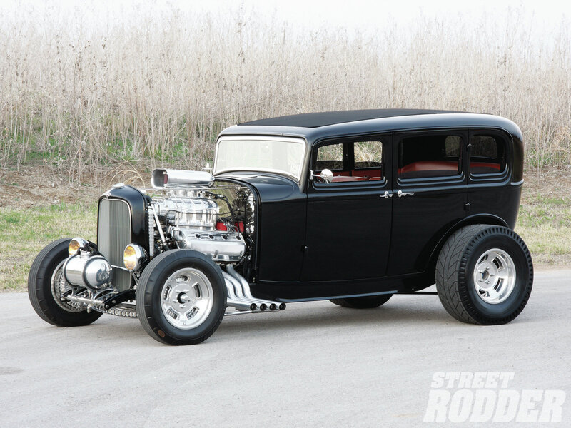 Black Hot Rod Car — Calm, Autumn, Photograph, Engine