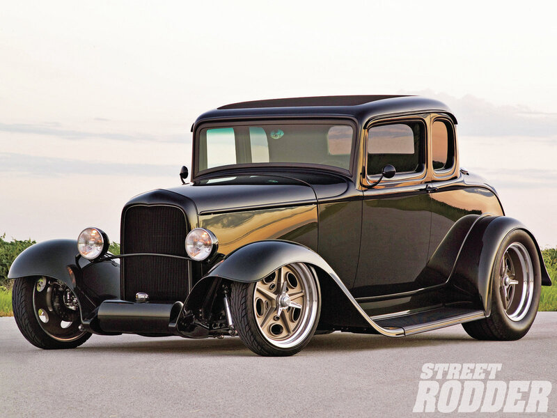 Black Hot Rod Car — Calm, Sunset