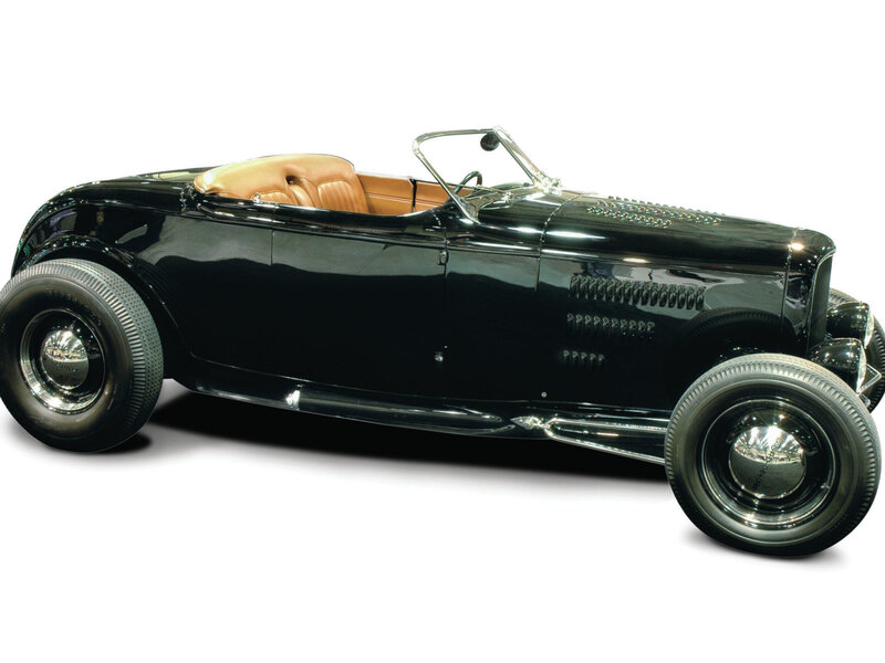 Black Hot Rod Car — Classic, Photograph, Brown Leather Seats