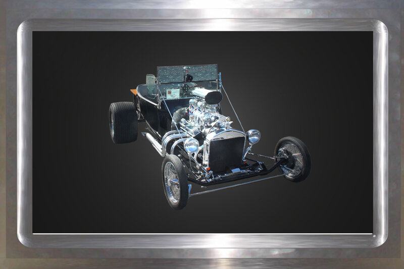 Black Hot Rod Car — Dramatic, 3d Render, Engine