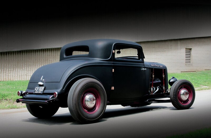 Black Hot Rod Car — Dramatic, Afternoon, Photograph, Road