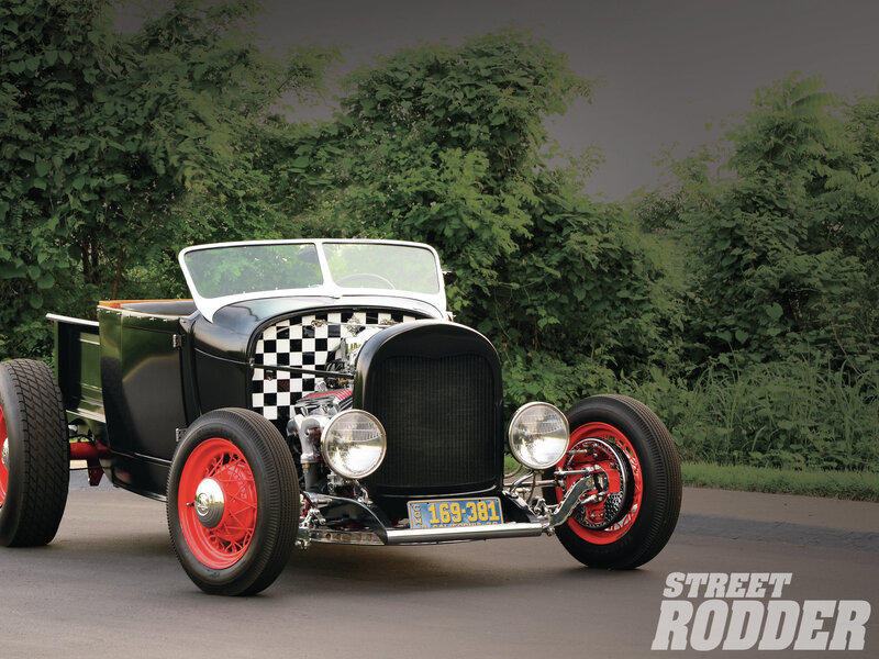 Black Hot Rod Car — Dramatic, Afternoon, Photograph, Trees