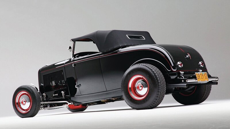 Black Hot Rod Car — Dramatic, Photograph, Convertible, Red Wheels