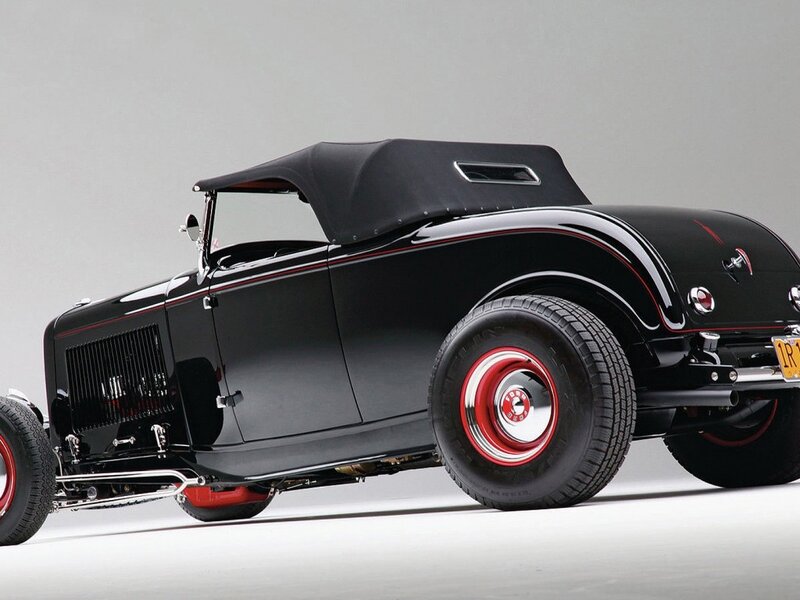 Black Hot Rod Car — Dramatic, Photograph, Convertible Top