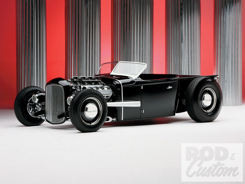 Black Hot Rod Car — Dramatic, Photograph, Engine