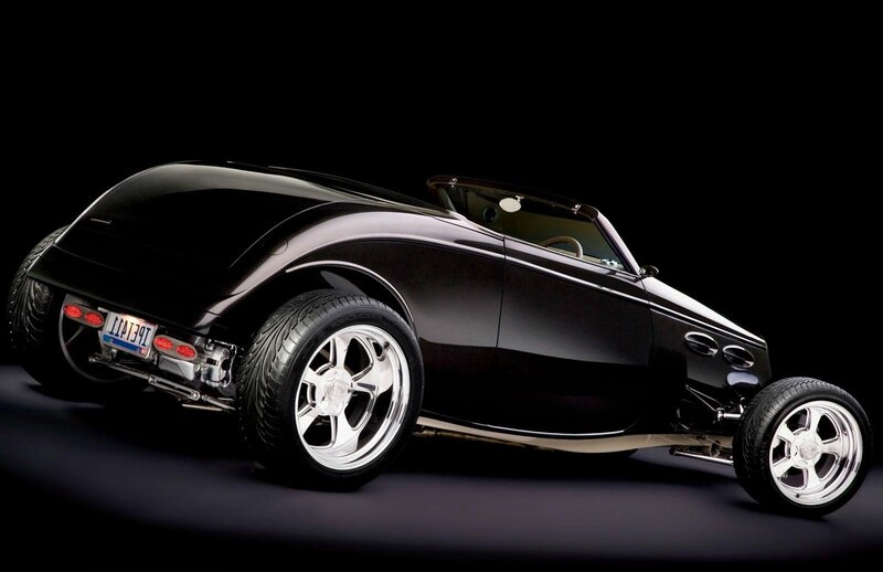 Black Hot Rod Car — Dramatic, Photograph, Wheels