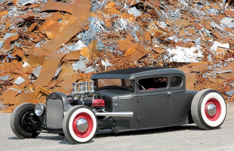 Black Hot Rod Car — Gray, Dramatic, Afternoon