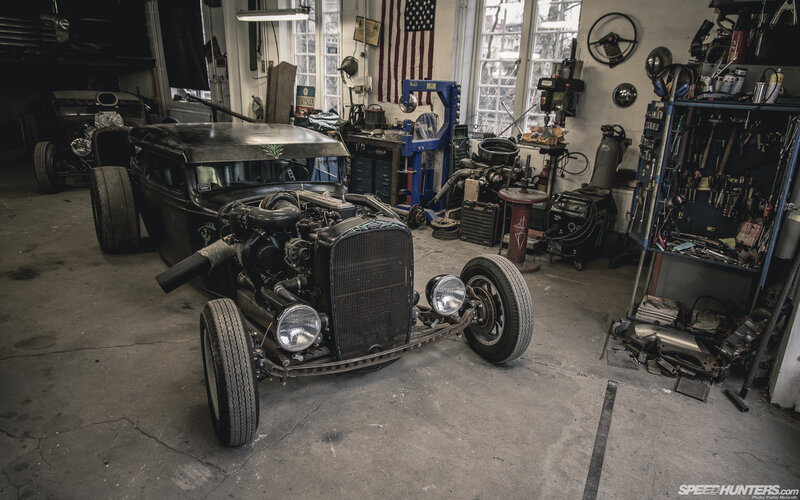 Black Hot Rod Car — Gray, Dramatic
