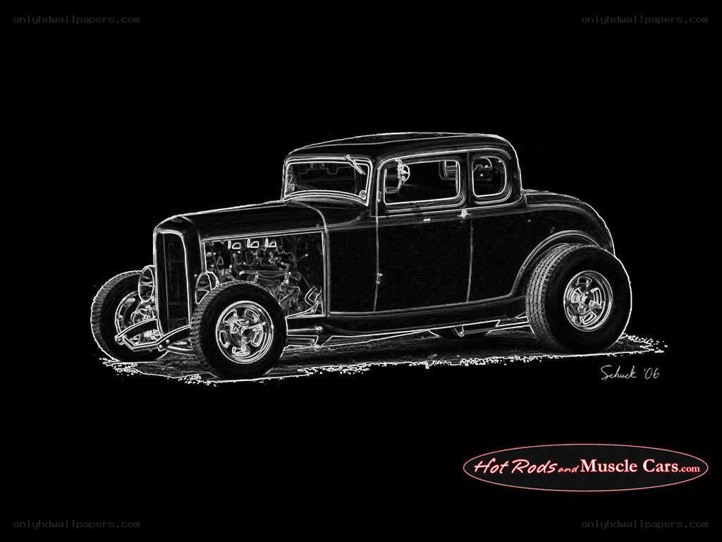 Black hot rod car illustration