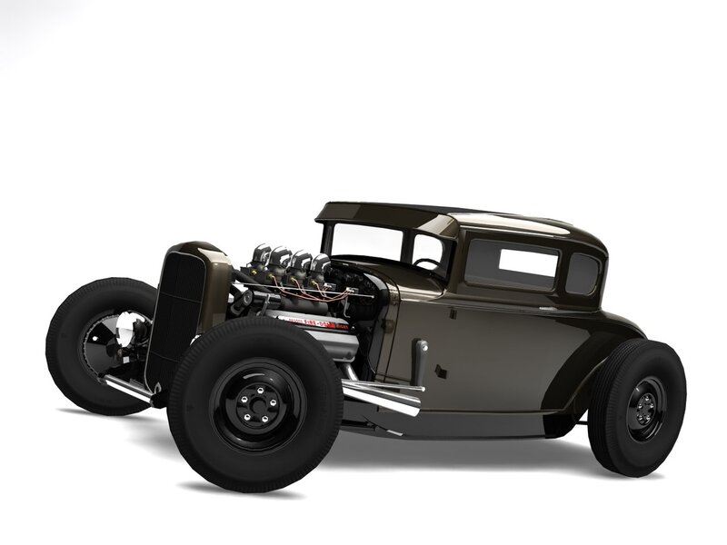Black Hot Rod Car — Neutral, 3d Render