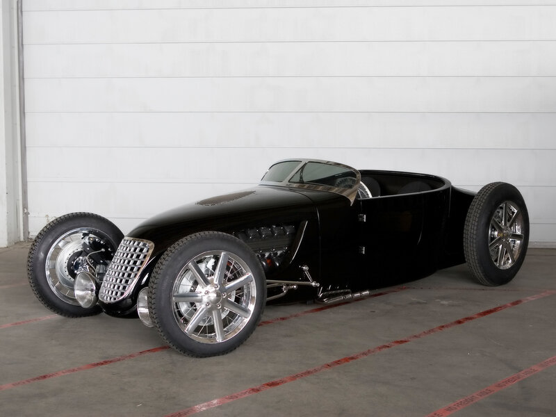 Black Hot Rod Car — Neutral, Photograph, Garage