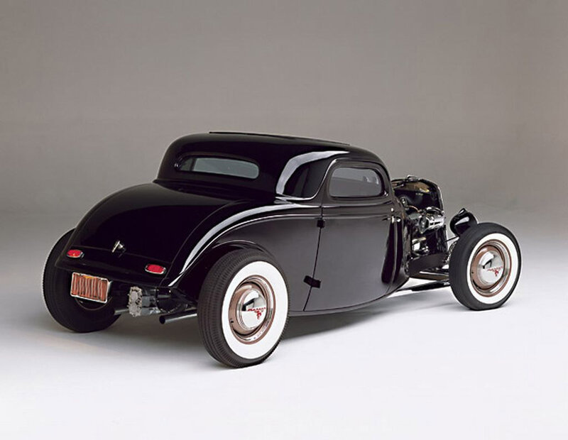 Black Hot Rod Car — Neutral, Photograph, White-walled Tires
