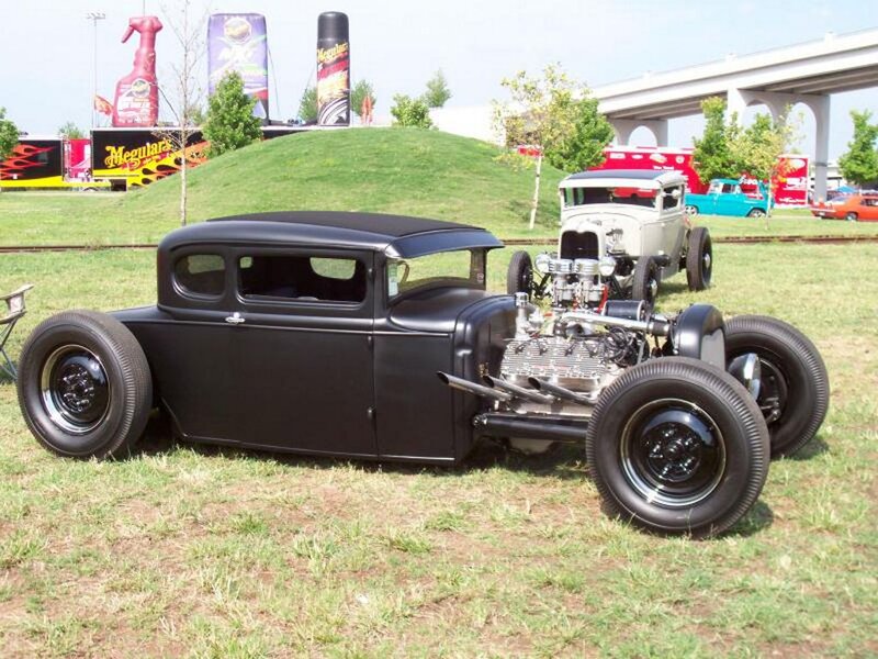 Black Hot Rod Car — Outdoor, Afternoon, Photograph, Car Show, Grass Field, Other Vintage Cars