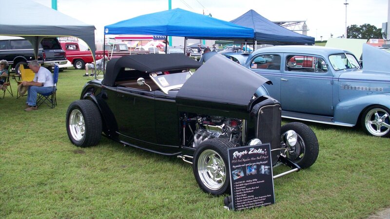 Black Hot Rod Car — Outdoor, Afternoon, Photograph, Classic Cars, Tents, People