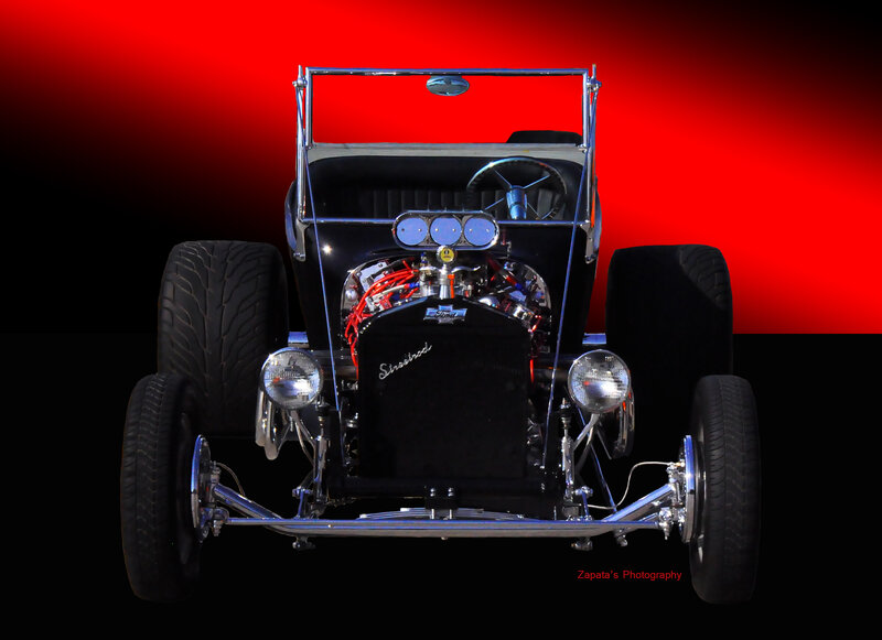 Black Hot Rod Car — Red, Dramatic