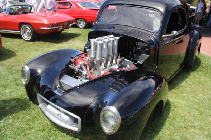 Black Hot Rod Car — Showcase, Afternoon, Photograph, Red Convertible