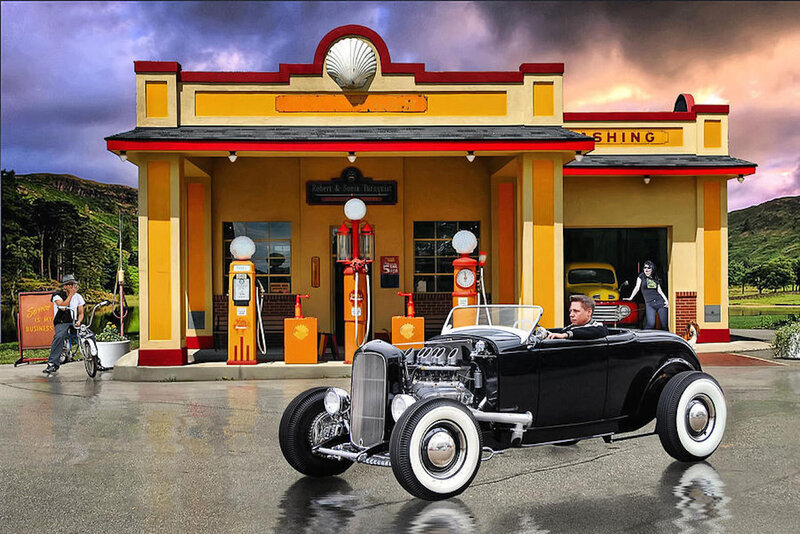 Black Hot Rod Car — Yellow, Dramatic