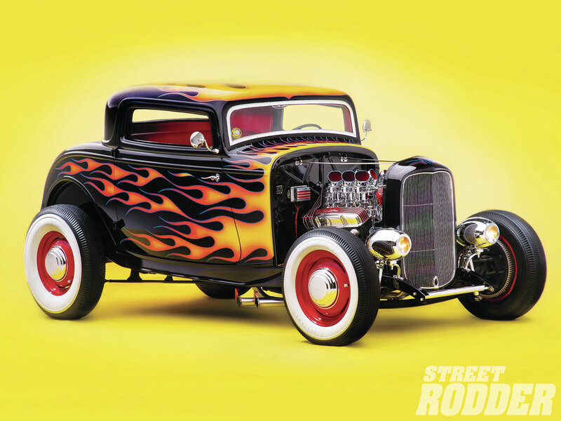 Black Hot Rod Car — Yellow