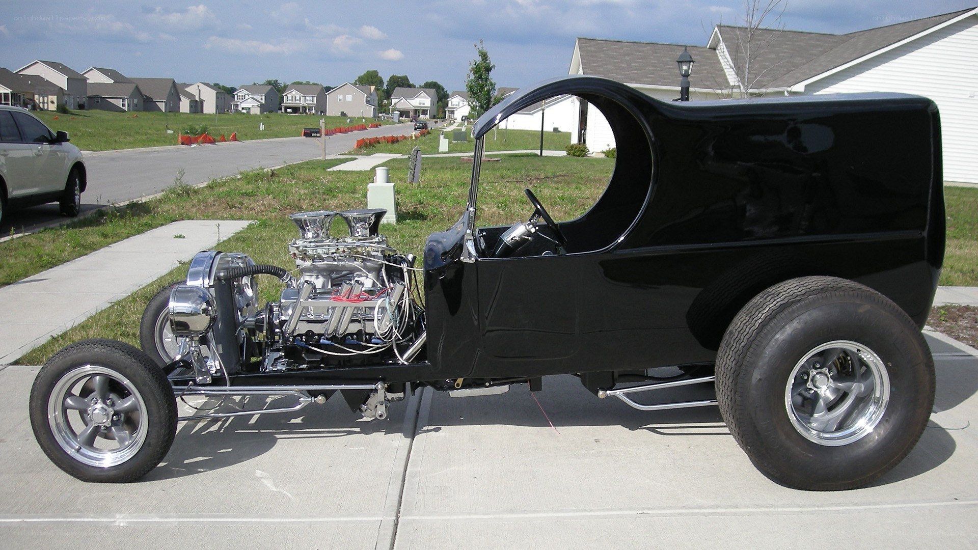 black hot rod custom car