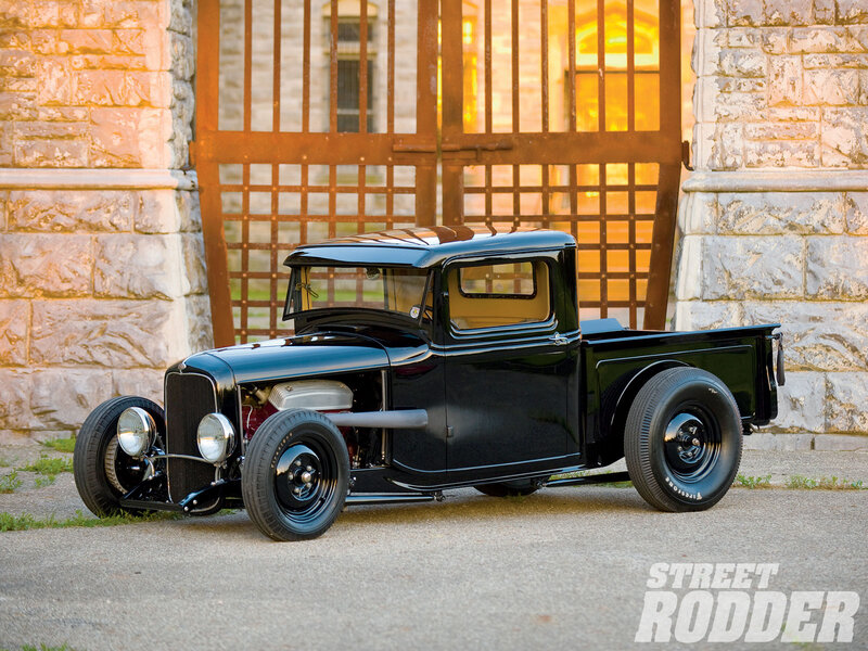 Black Hot Rod Truck — Dramatic, Sunset