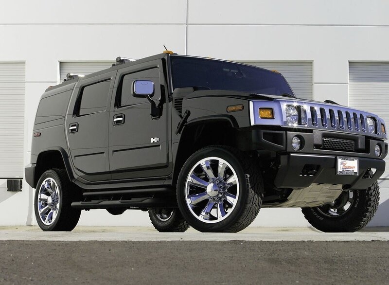 Black Hummer H2 Suv — Neutral, Afternoon, Photograph, Building