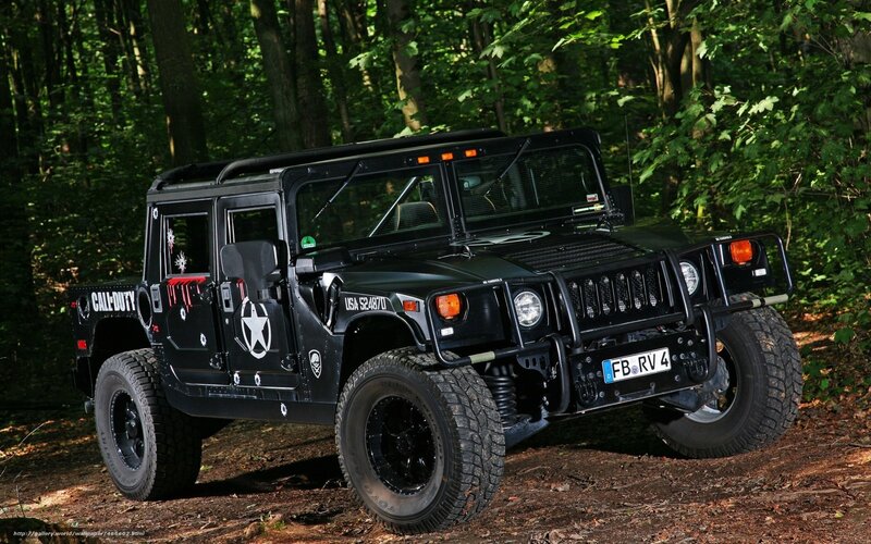 black hummer in forest