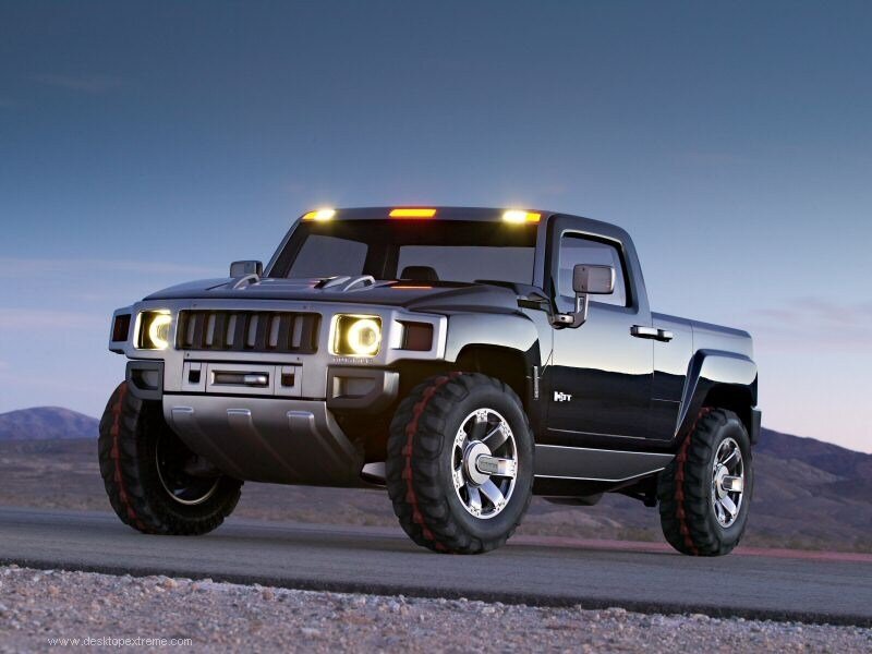 black hummer pickup truck