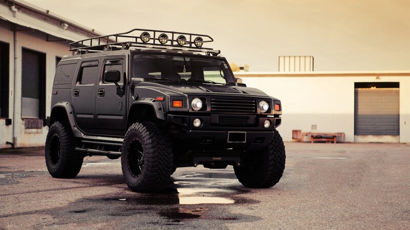 black hummer suv with roof rack