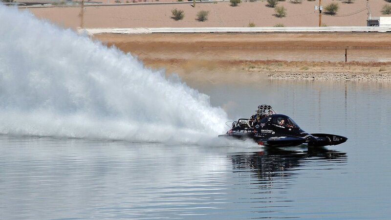 Black Hydroplane Boat