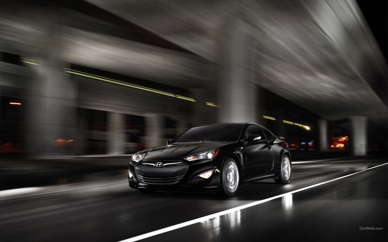 Black Hyundai Genesis Coupe in motion