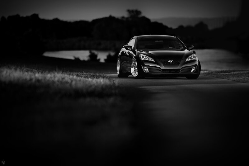 Black Hyundai on a dark road
