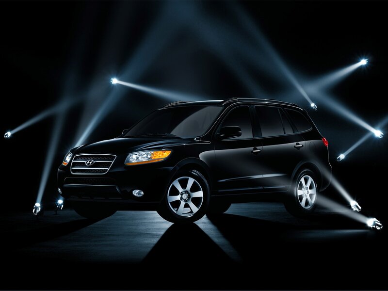 Black Hyundai Santa Fe on stage