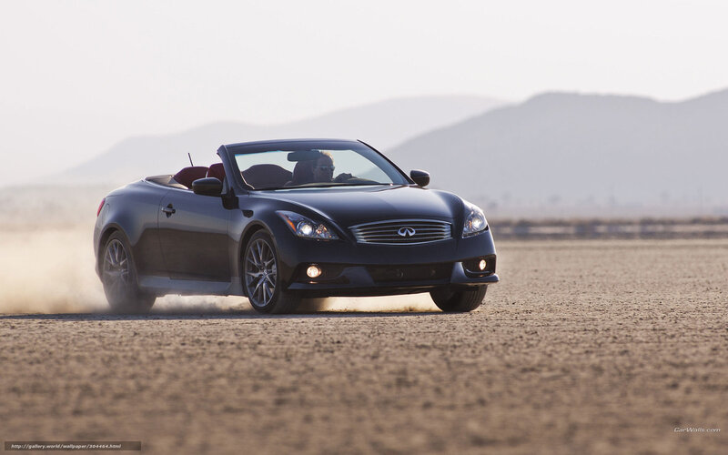 Black Infiniti convertible on desert road