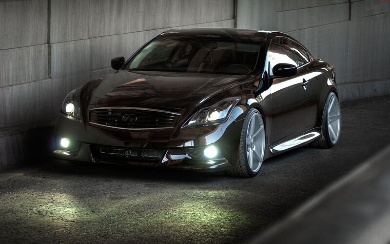 Black Infiniti Coupe — Dramatic, Night