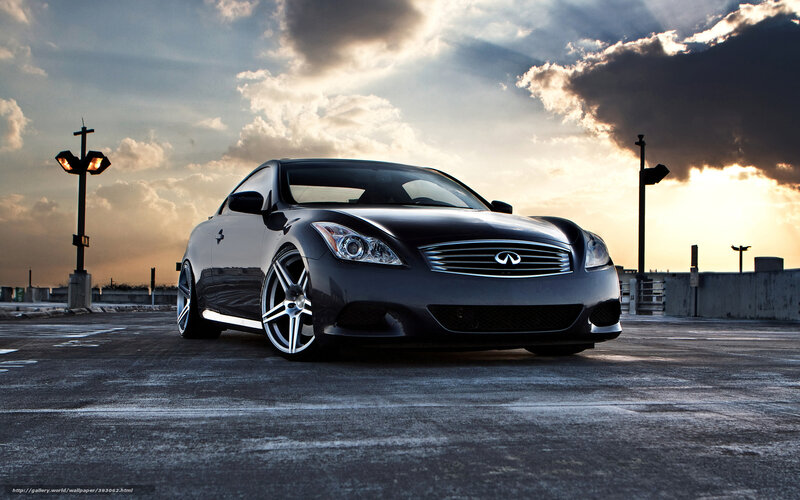 Black Infiniti Coupe — Dramatic, Sunset, Photograph
