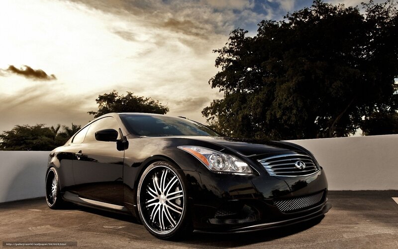 Black Infiniti Coupe — Dramatic, Sunset