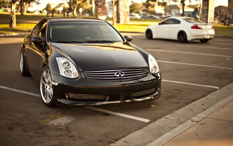 Black Infiniti G35 parked in lot