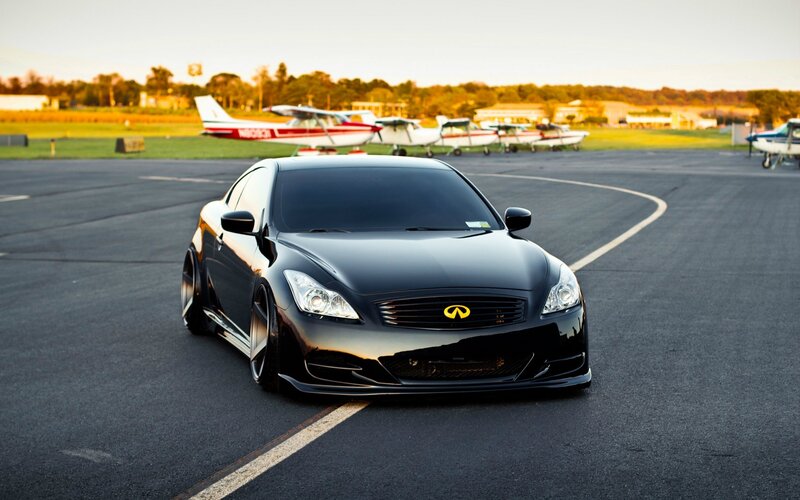 black infiniti on airfield