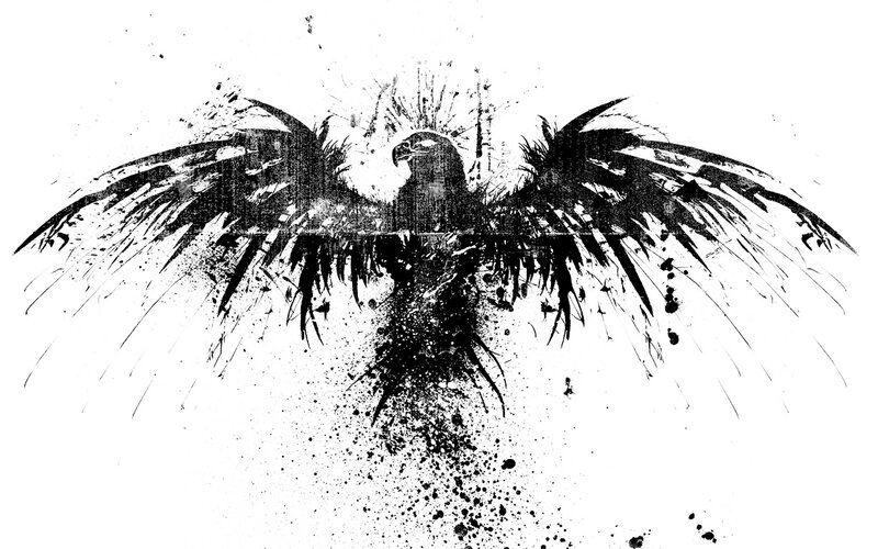 Black ink eagle splatter art
