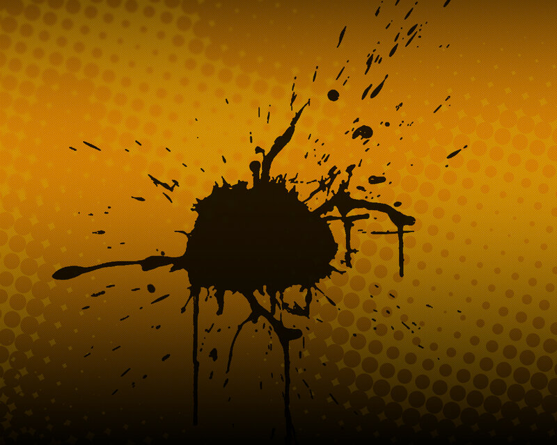 black ink splatter on yellow
