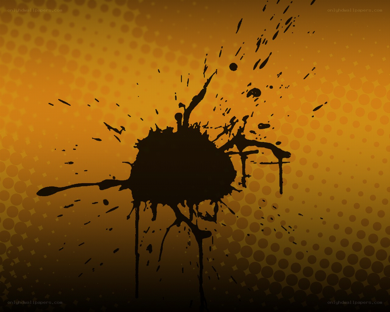 black ink splatter on yellow