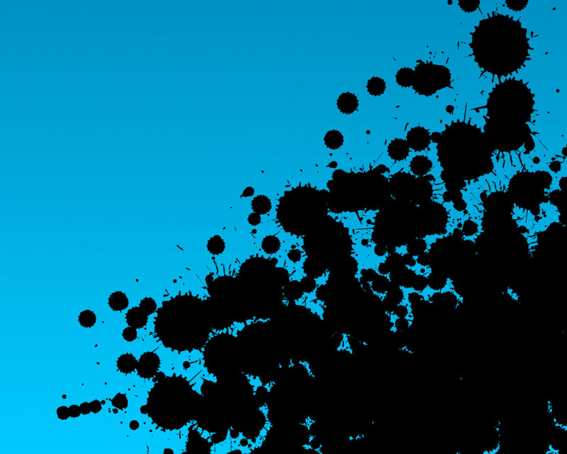 black ink splatters on blue