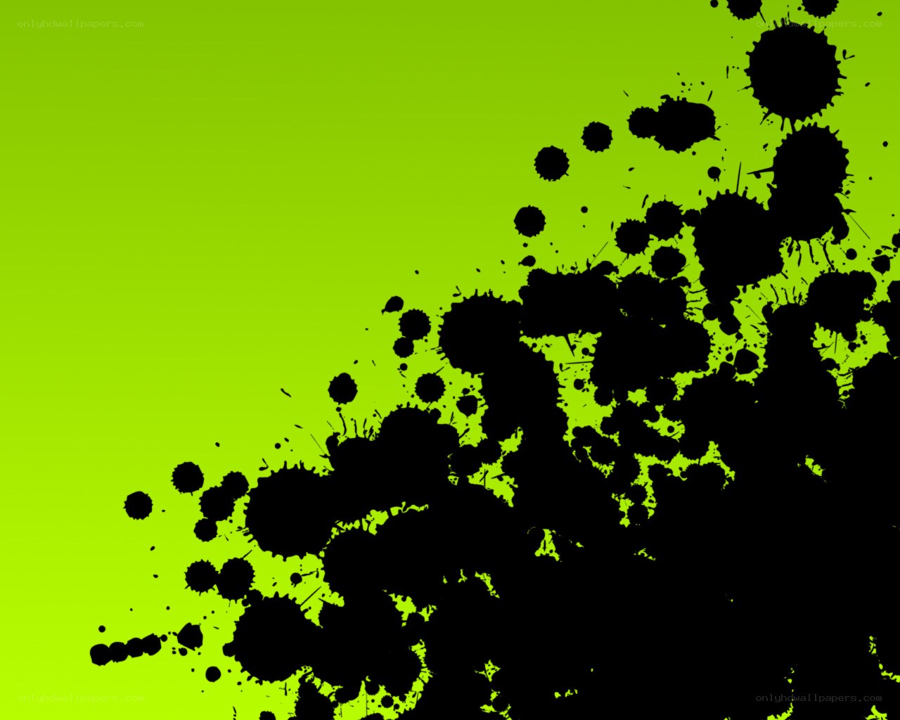 black ink splatters on green