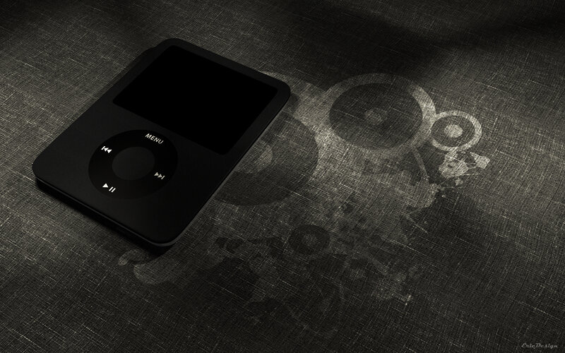 Black iPod on textured surface