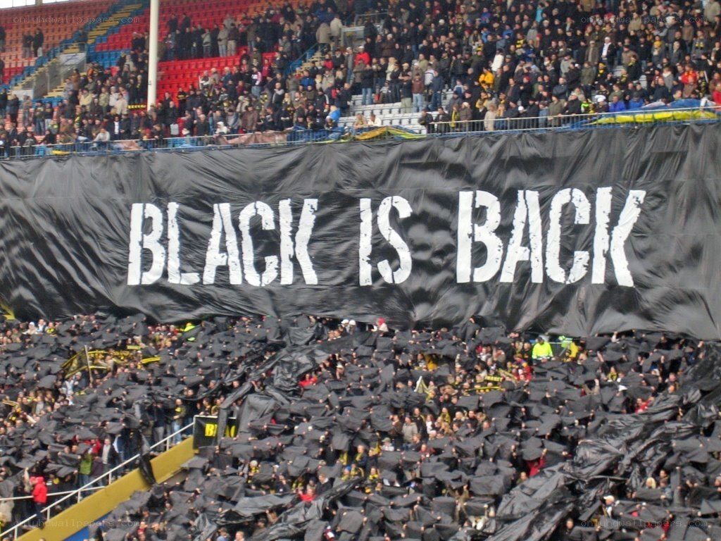 Black Is Back banner at stadium
