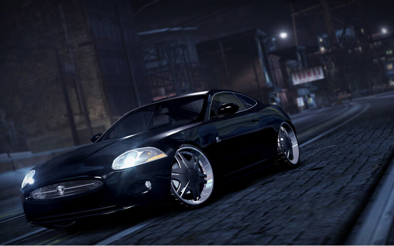 black jaguar car at night