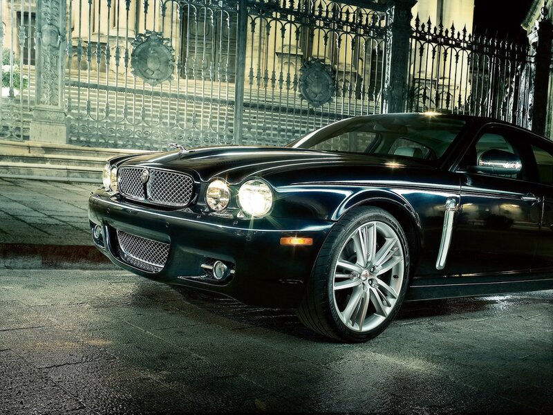Black Jaguar car at night