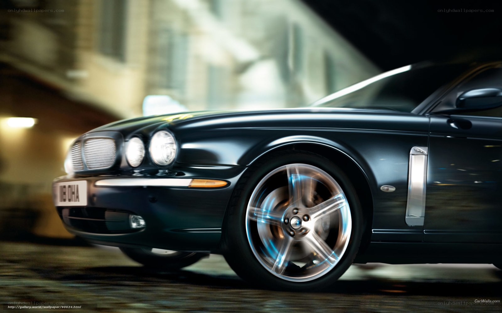 Black Jaguar car at night