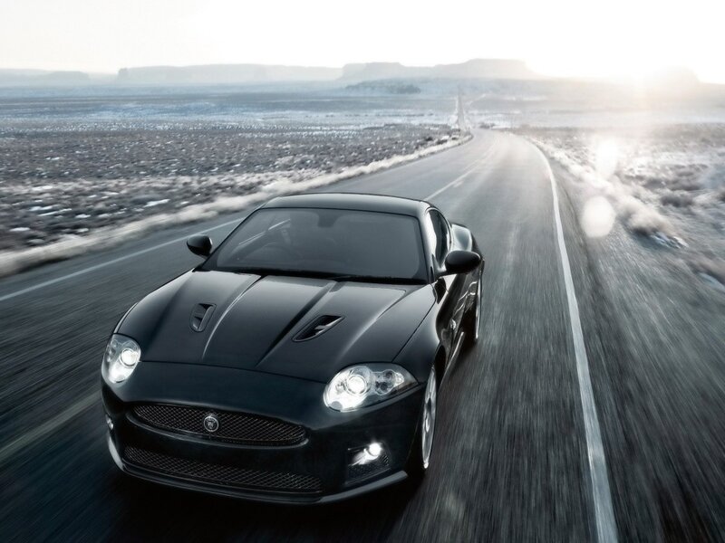 Black Jaguar Car — Dynamic, Sunset