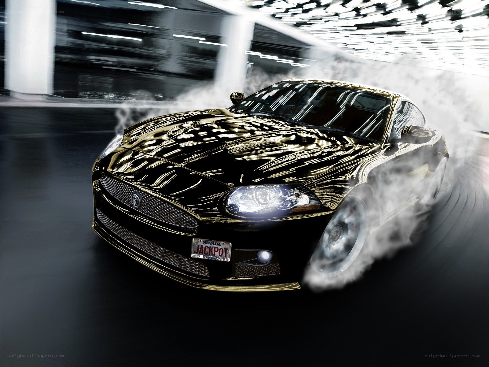 Black Jaguar car in motion